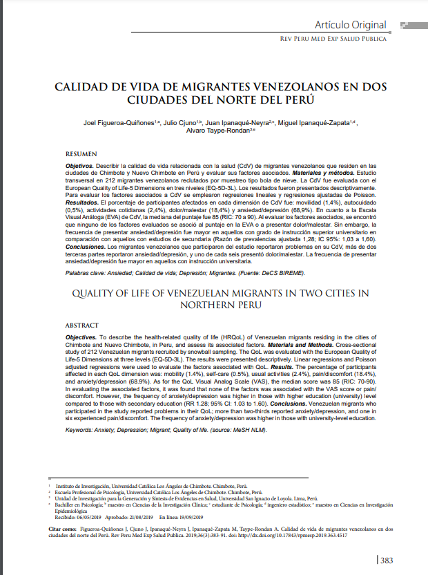 calidad de vida