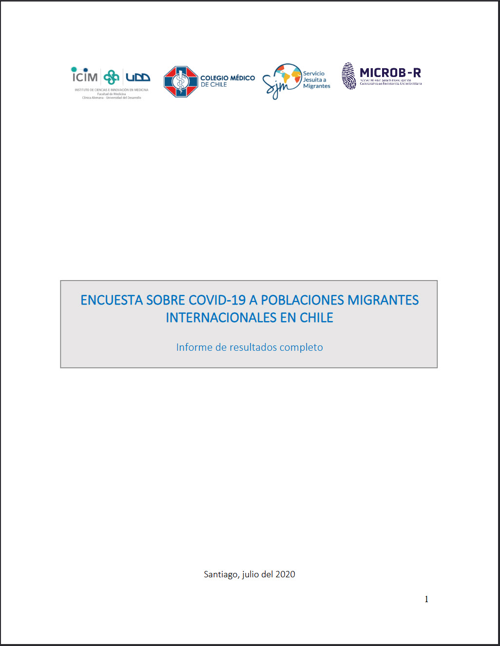 Encuesta sobre COVID-19 a Poblaciones Migrantes Internacionales en Chile
